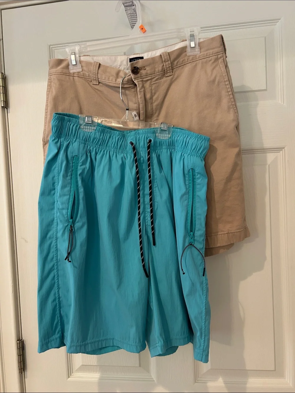J. Crew khaki shorts and Turquoise Athletic Drawstring Swim shorts. 2 pieces